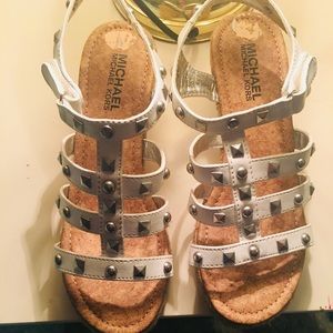 Michael Kors white studded sandals